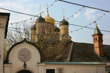 Blue domes of church of the kazan