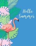 Flamingo Tropical Leaves Poster