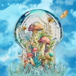 Mushroom forest in a globe