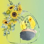 Sunflower Woman Line Art
