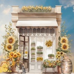 Sunflower Flower Shop Watercolor