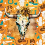 Bull skull old west poster