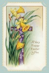 Vintage húsvéti nárcisz kártya