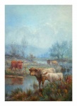 Vintage Art Highland Cattle