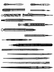 Vintage tollak, ceruzák clipart