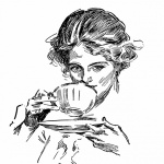 Vintage mulher bebendo café