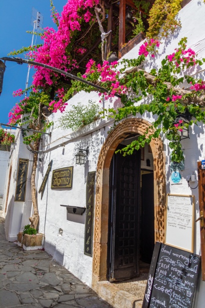 Greek House With Flowers Free Stock Photo - Public Domain Pictures