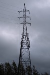Electricity pylon, cables, landscape