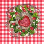 Strawberry wreath plaid poster