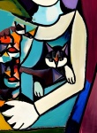 Picasso-Katze in einem menschlichen Arm