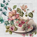 Vintage Teacup with flowers