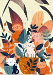 Boho Contemporary Cats Illustration