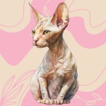 Ilustración de gato sin pelo Sphynx