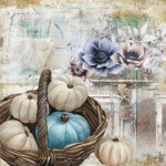 Niebieska jesień ilustracja akwarela