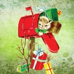 Vintage vánoční poštovní schránka kotě