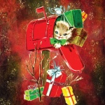 Vintage vánoční poštovní schránka kotě