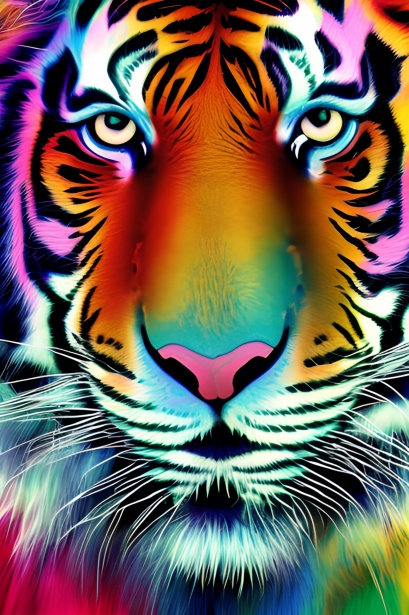 Colorful Tiger Graphic Free Stock Photo - Public Domain Pictures