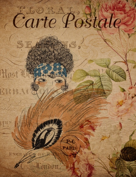Vintage Floral Postcard Woman Free Stock Photo - Public Domain Pictures