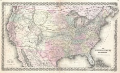 1855 Harta Colton a Statelor Unite