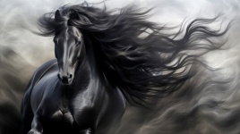Grace czarnego hiszpańskiego konia