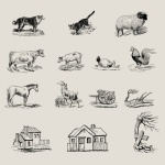Farm Animals Illustration Clipart