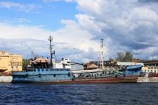 Fishing Vessel Moored On Neva River