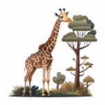 Girafe et arbres