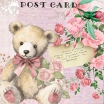 Carte postale florale vintage ours en pe