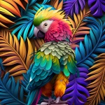 Tropical Neon Colored Parrot