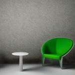 Green Chair And White Table