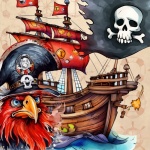 Rooster cartoon pirate