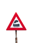 Traffic sign, train arriving, png