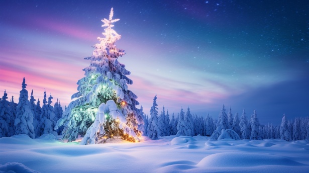Lit Christmas Tree Outside Free Stock Photo - Public Domain Pictures