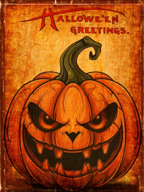 Vintage Halloween Pumpkin Postcard Free Stock Photo - Public Domain ...