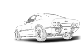 Car Opel GT black and white drawing