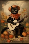 Músico gato negro Póster