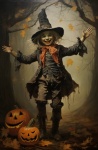Pojke Scarecrow Halloween konst