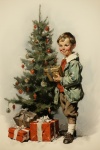 Child And Christmas Tree Card