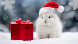Christmas bunny in snow