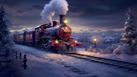 Karácsonyi díszítésű vonat