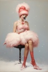 Mädchen verkleidet als Flamingo