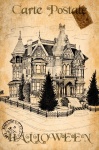 Halloween Vintage House Postcard