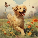 Dog Chasing Butterflies