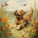 Dog chasing Butterflies