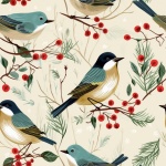 Seamless Christmas Bird Pattern