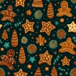 Gingerbread Cookie Seamless Pattern