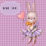 Love You cute rabbit illustration