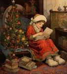 Pojke som läser julberättelser