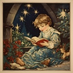 Barn som läser vid julgran