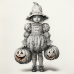 Vintage child in pumpkin costume